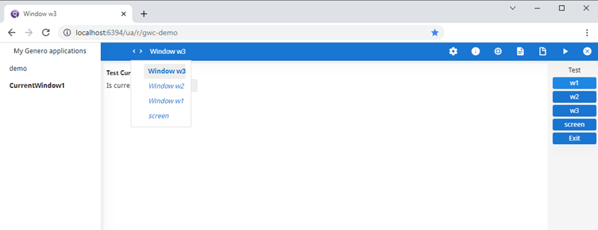 The CurrentWindow1 demo application