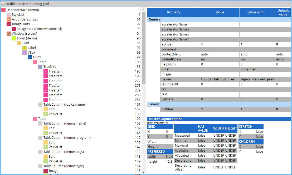 Genero Browser Client AUI tree view