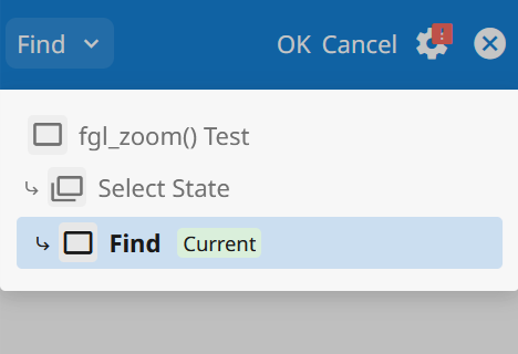 Screenshot of combobox showing window list in the Chromebar for a mobile application.