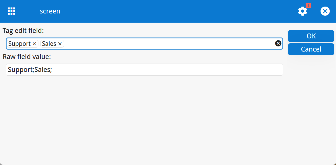 Screenshot showing a tagEdit input field