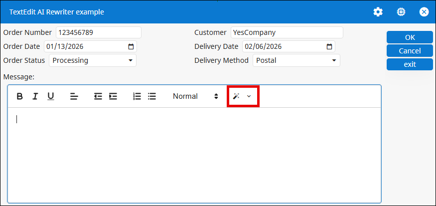 Screenshot showing the location of the magic wand icon and the dropdown chevron.