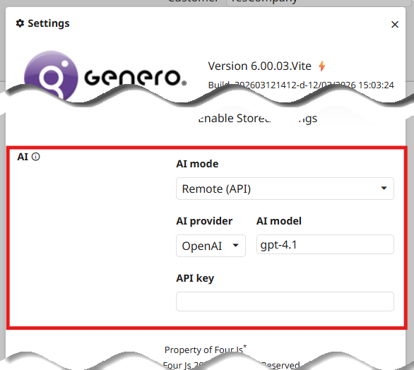 Settings dialog with the AI Mode section highlighted.