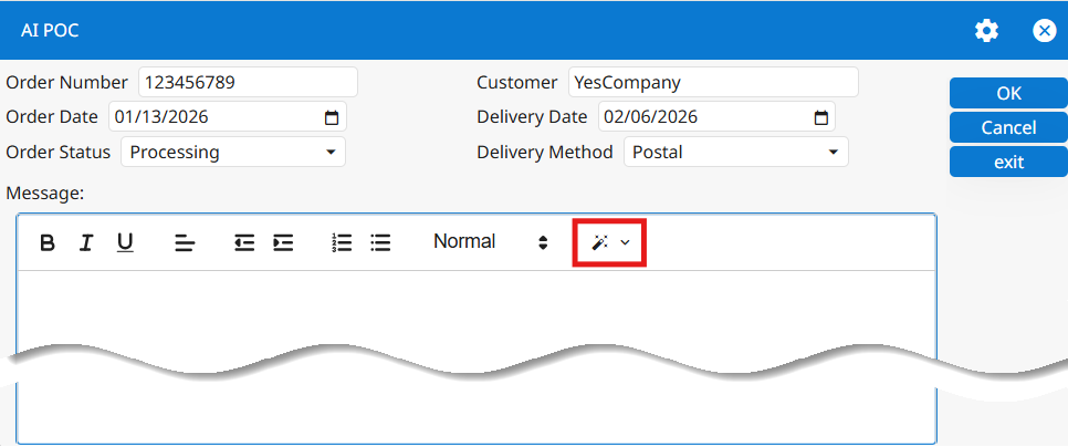 Screenshot showing hte location of the magic wand icon and the dropdown chevron.
