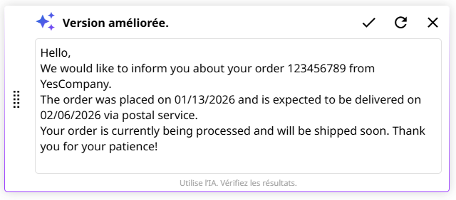Dialog showing the suggestion and the three choice icons.