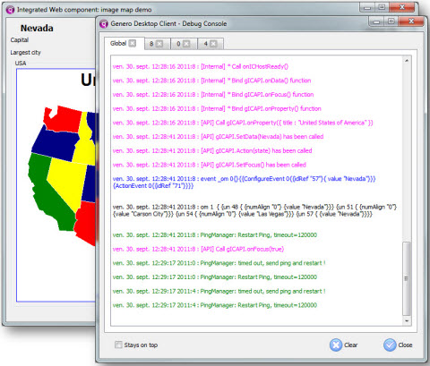 The figure shows an example of Web Component Debugging information, available with GDC 2.40.