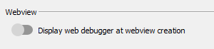 Screen capture of Webview configuration section of the Debug panel