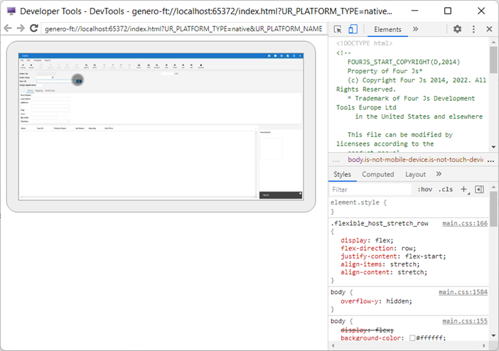 Screenshot that displays the web debugger for GDC.