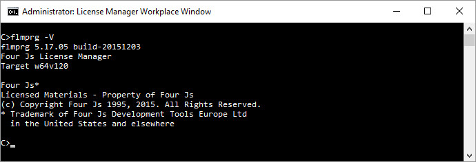 image shows the version number of the license manager when the flmprg -V is executed