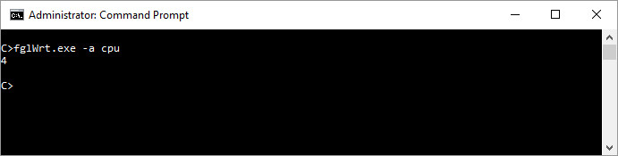 Image shows the number of CPUs output from the command fglWrt -a cpu