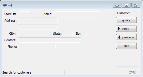 This figure is a screenshot of the form used for the query-by-example application in Chapter 4 of this tutorial. The screenshot was taken on a Windows platform.