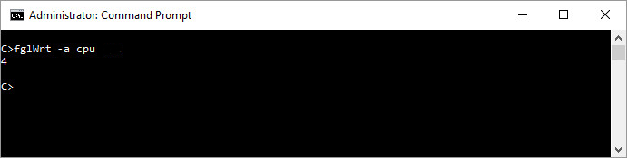 Image shows the number of CPUs output from the command fglWrt -a cpu