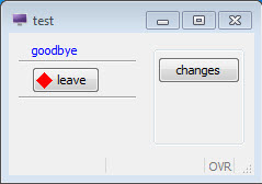 This figure is a screenshot of a form where ui.Form methods are used to change the text for the label and button, specify an image for a button, and specify a style for a label.