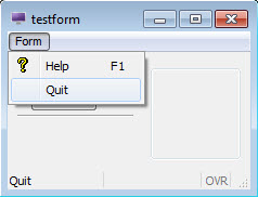 This figure is a screenshot of form testform initialized with the myforminit initializer function.
