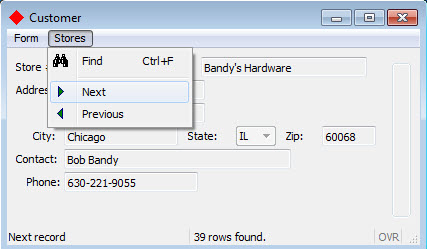 This figure is a screenshot of the custform form with a toolbar added in Chapter 5.