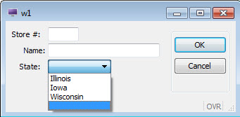 This figure is a screenshot of a ComboBox loaded with data from the state table.