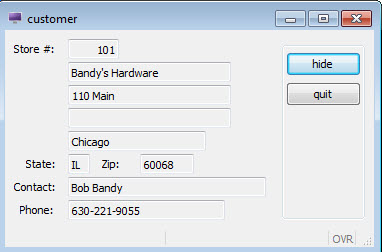 This figure is a screenshot showing the form before hiding formfields with ui.Form.setFieldHidden().