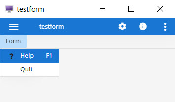 This figure is a screenshot of form testform initialized with the myforminit initializer function.