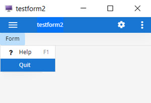This figure is a screenshot of form testform2 using the same initializer function as form testform.