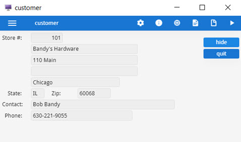 This figure is a screenshot showing the form before hiding formfields with ui.Form.setFieldHidden().