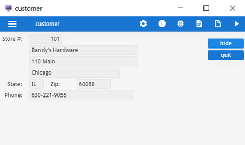 This figure is a screenshot showing the form after hiding formfields with ui.Form.setFieldHidden().