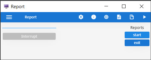 This figure is a screenshot of a form displayed to allow the user to monitor the progress of a long-running report and interrupt if needed.