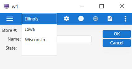 This figure is a screenshot of a ComboBox loaded with data from the state table.