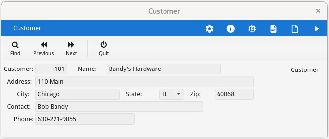 This figure is a screenshot of the custform form with a toolbar added.