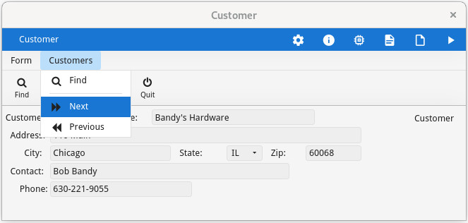 This figure is a screenshot of the custform form with a toolbar added.