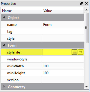 This figure is a screenshot showing the styleFile property in the Properties view.