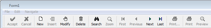 This figure is a screenshot of the Default toolbar showing default actions.