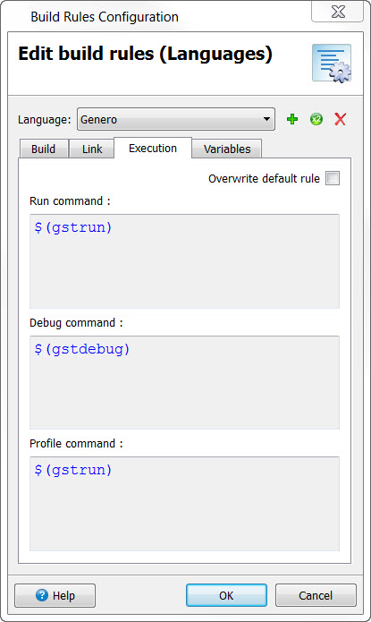 This figure is a screenshot of the Build Rules Configuration dialog - Execution tab.