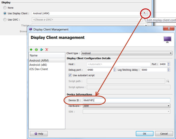 Display Client management Device ID setting for Android.