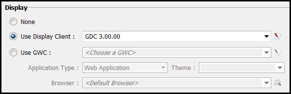 Screen shot of Use Display Client radio button selected