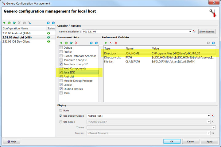 Genero Hosts Management Java SDK environment set