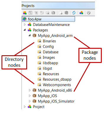 Package and Directory nodes from a Project view.