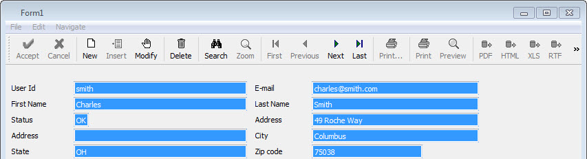 This figure is a screenshot of an application generated by the default template.