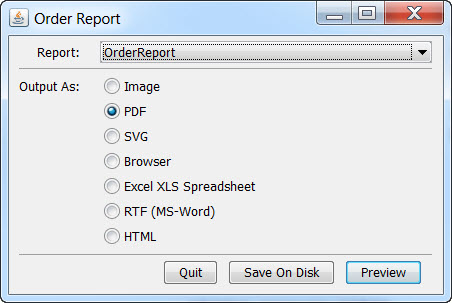 This figure is a screenshot of the Report demo form.