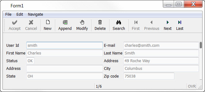This figure is a screenshot of the application running with the Form1 form displayed.