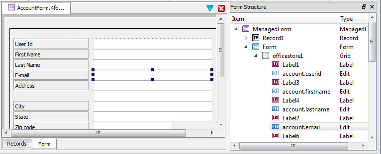 This figure is a screenshot of the Form Structure View.
