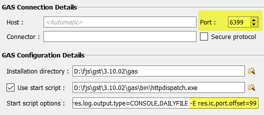 Screen shot showing the res.ic.port.offset addition to a start script option.