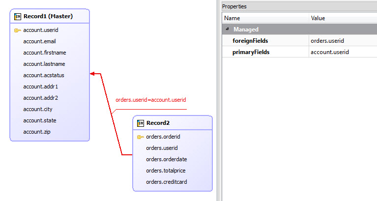 This figure is a screenshot showing the relationship between the master and detail record.