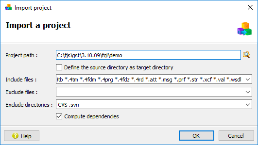 This figure is a screenshot of the Import Project dialog.