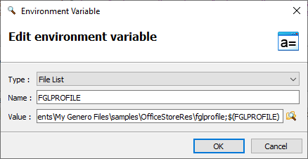 This figure is a screenshot of the Environment Variable dialog.