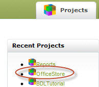 This figure shows the OfficeStore project in list of recent projects.