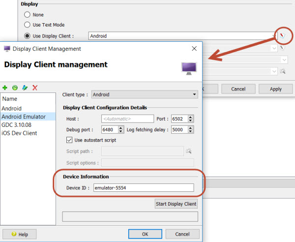 Display Client management Device ID setting for Android.