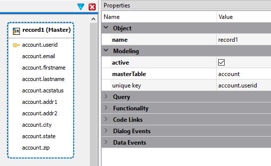 This figure is a screenshot of the master table record.