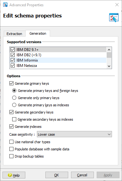 This figure shows an example of properties that can be changed with the Advanced Properties dialog.