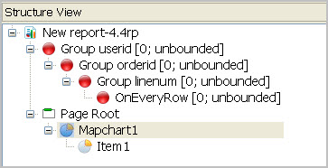 This figure shows a Mapchart Item under the Mapchart object node under PageRoot.