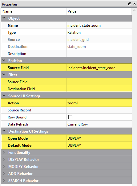 This figure is a screenshot of a zoom relation from a Business Application diagram.