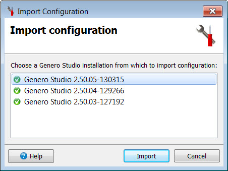 This figure is a screenshot of the Import Configurations dialog.